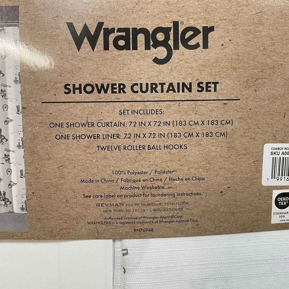 Wrangler Shower Curtain Set 14pc Desert Horse Cactus White Green Cowboy Boot New